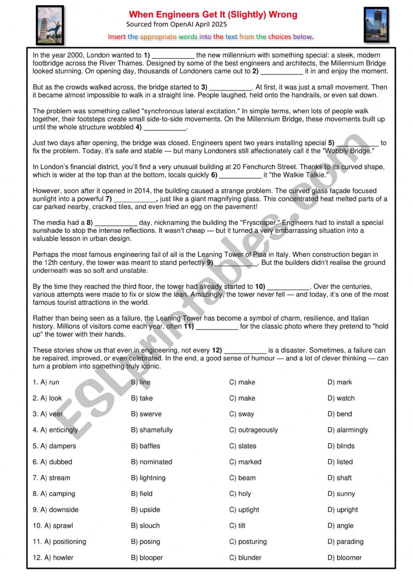 Engineering Fails worksheet