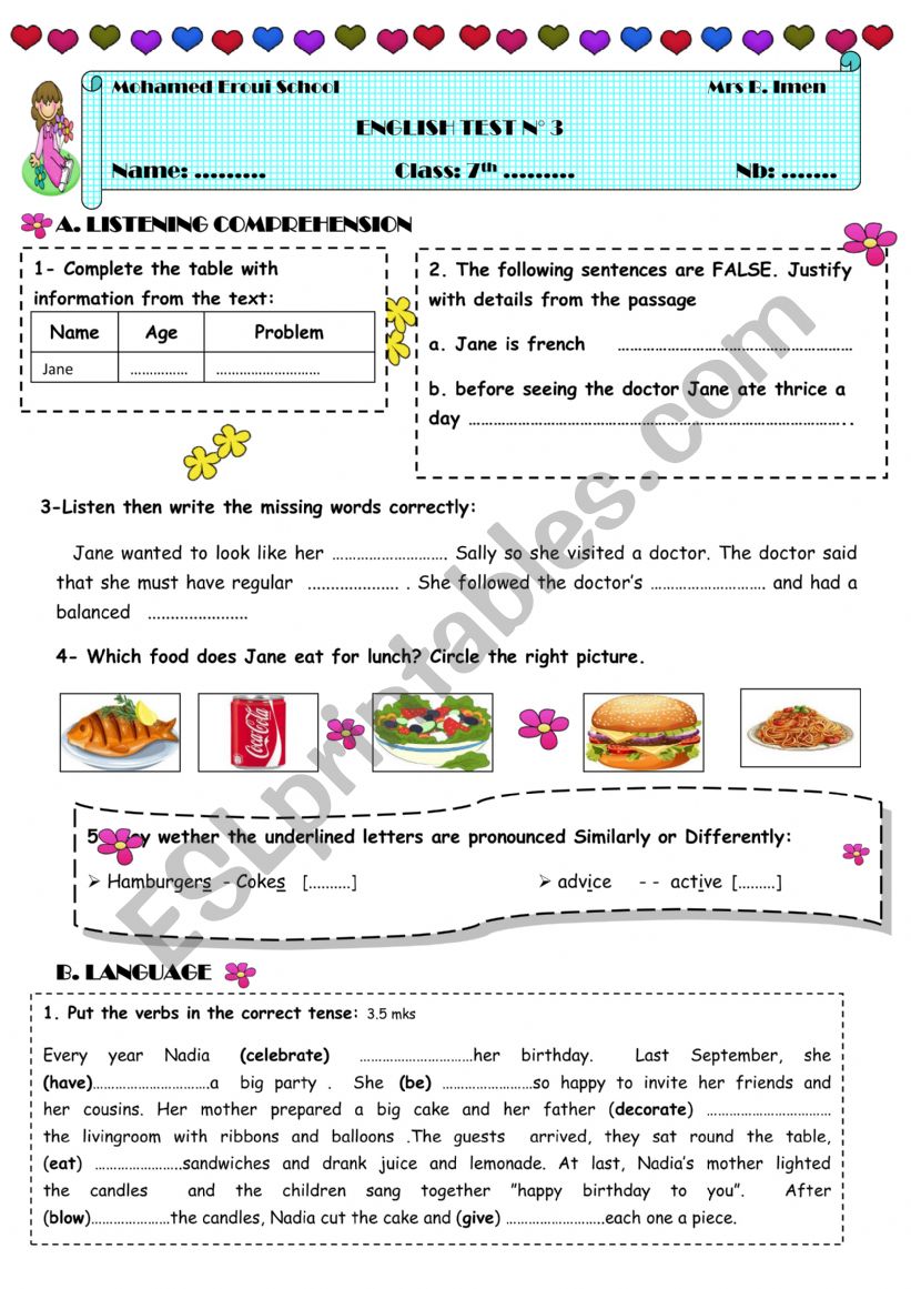 mid-term3 -7th forms worksheet