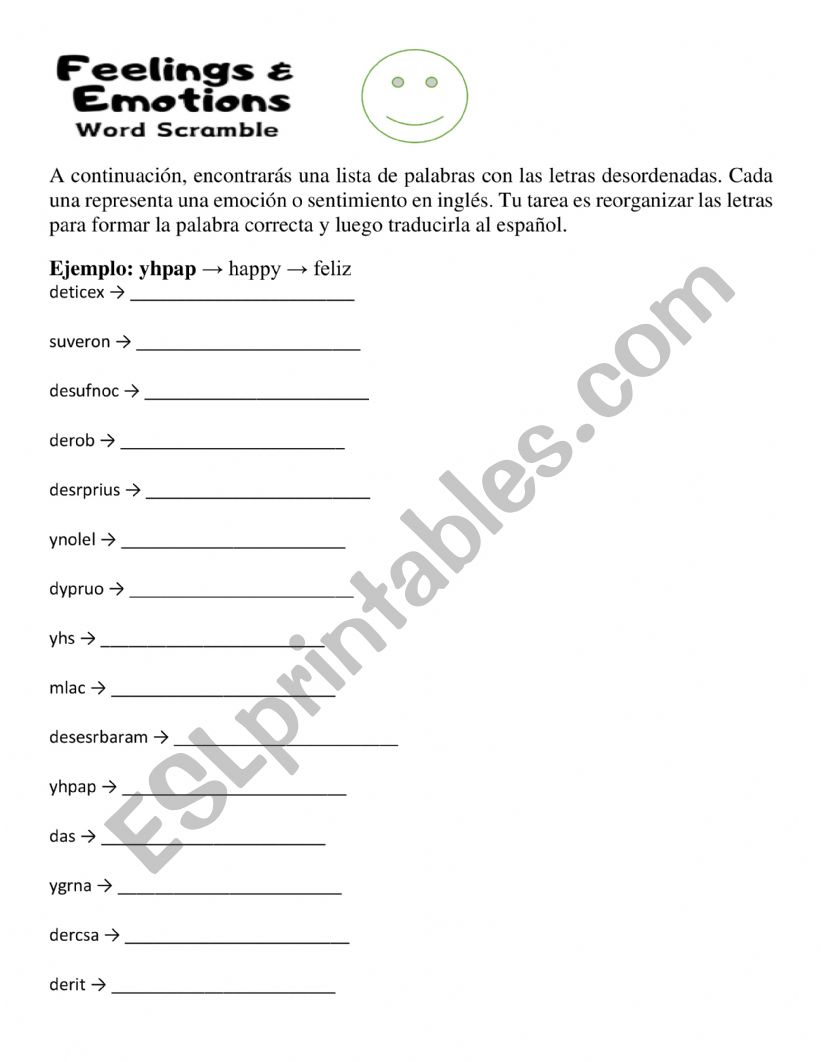 feelings and emotions worksheet