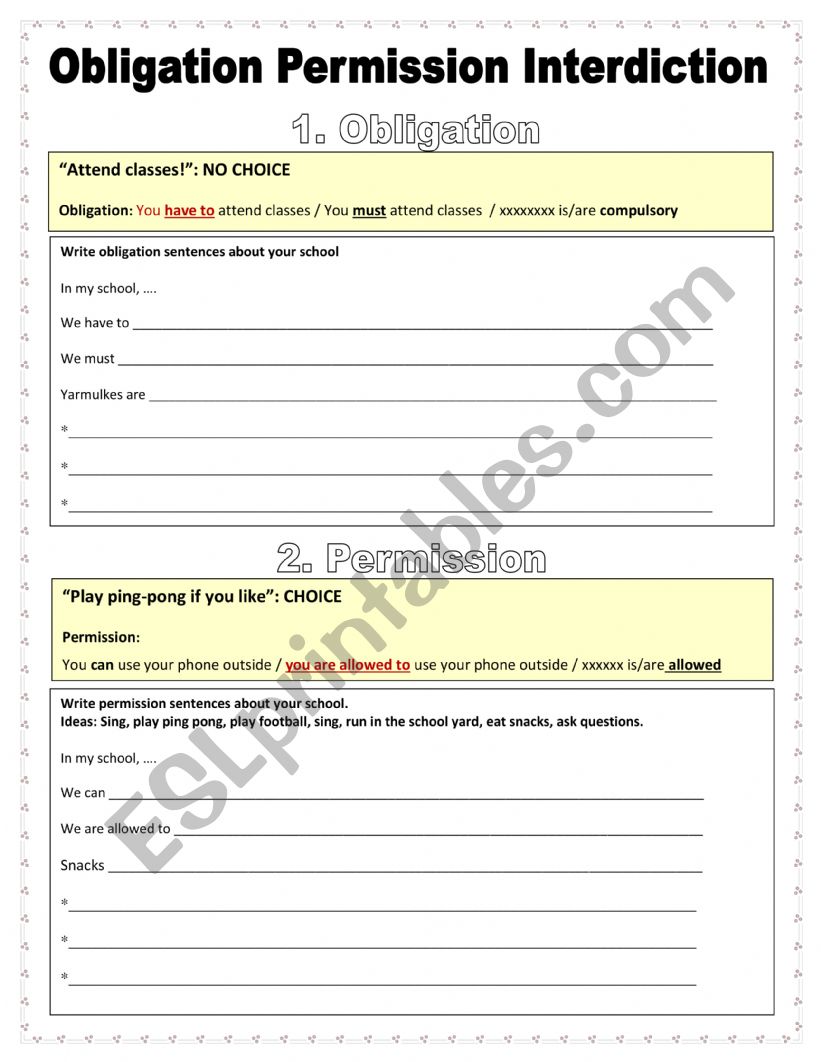 Obligation Permission Interdiction simplified