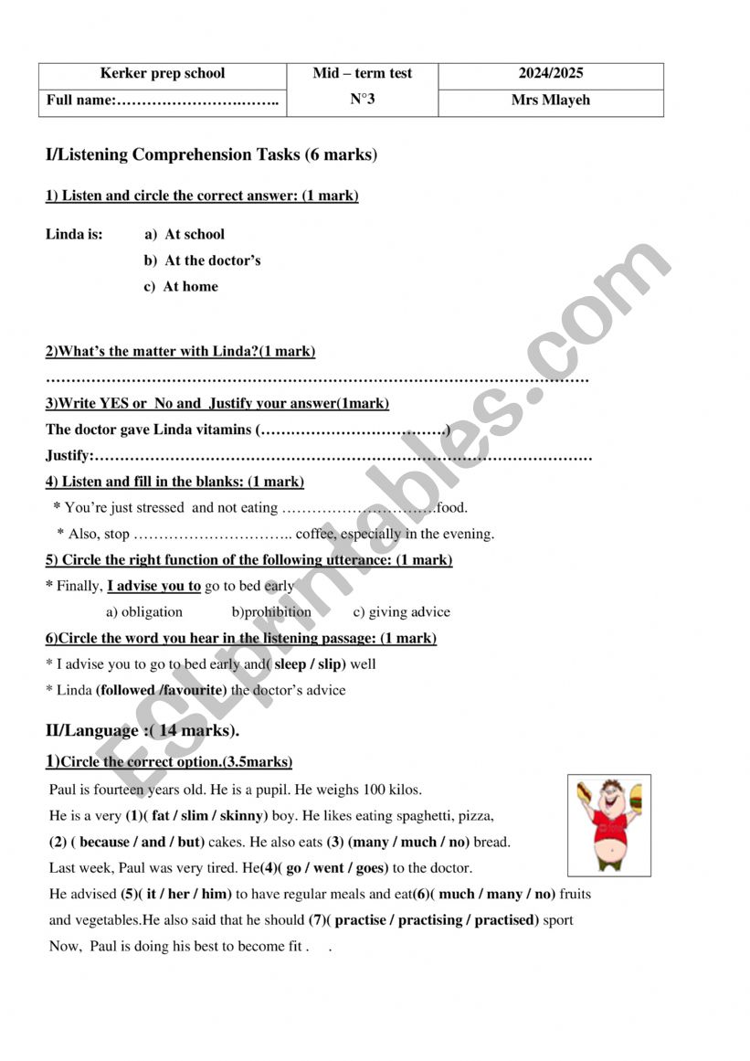7 MID TERM 3 TEST 2025 worksheet
