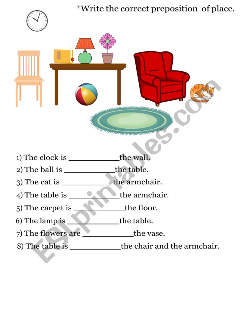 Prepositions of place  worksheet