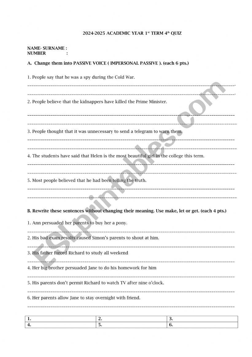 QUIZ ON PASSIVEVOICE AND CAUSATIVE CONSTRUCTION