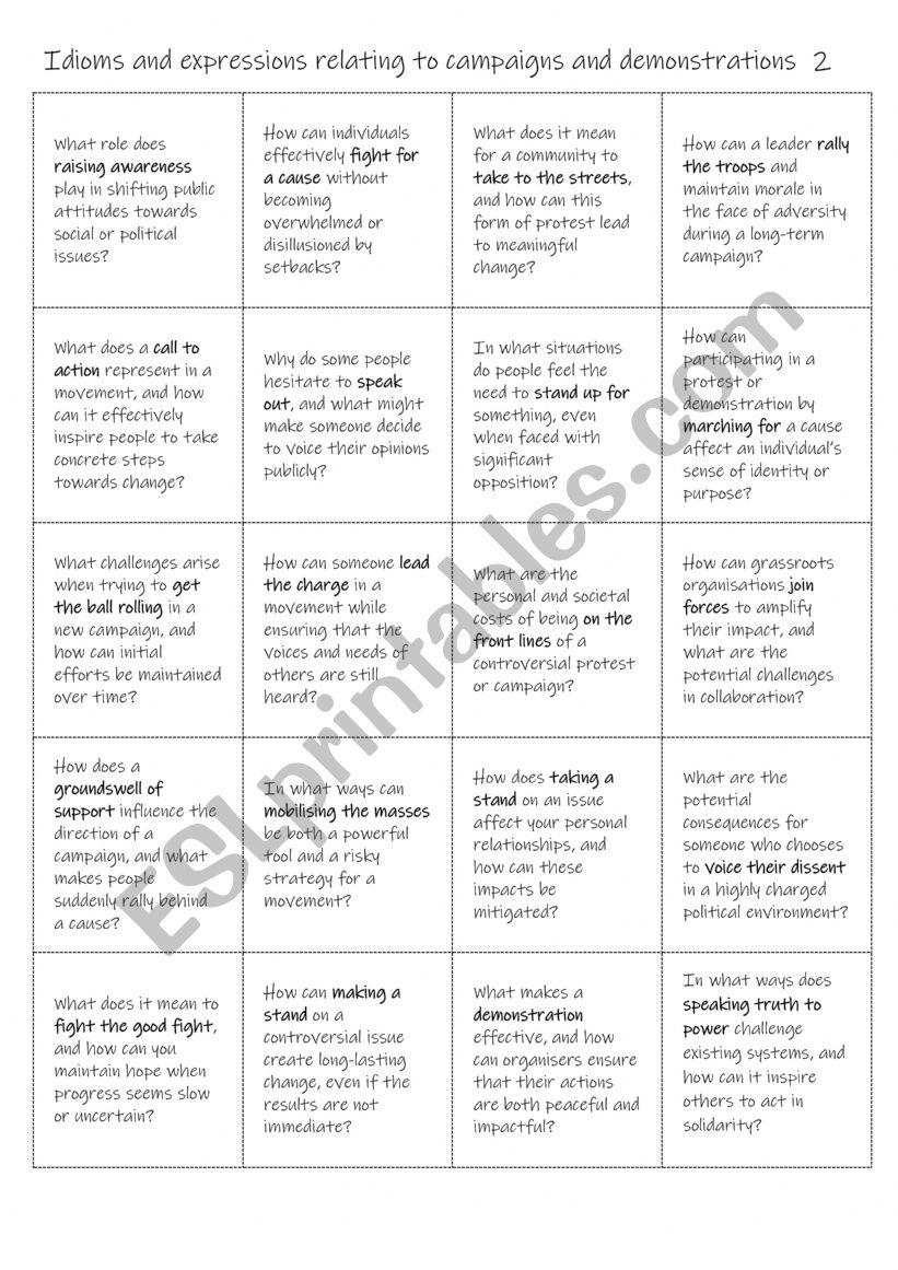 B1+-C1 Idioms and Expressions Relating to Campaigns and Demonstrations   2