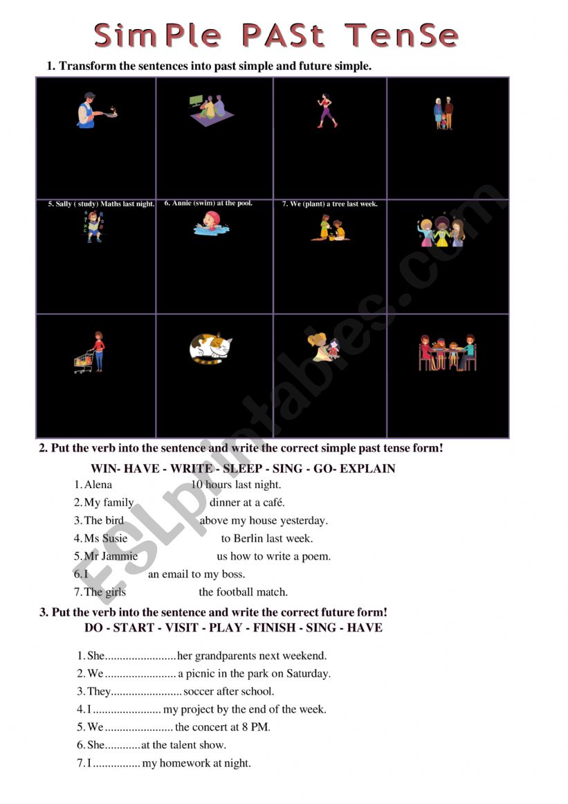 SIMPLE PAST AND SIMPLE FUTURE worksheet