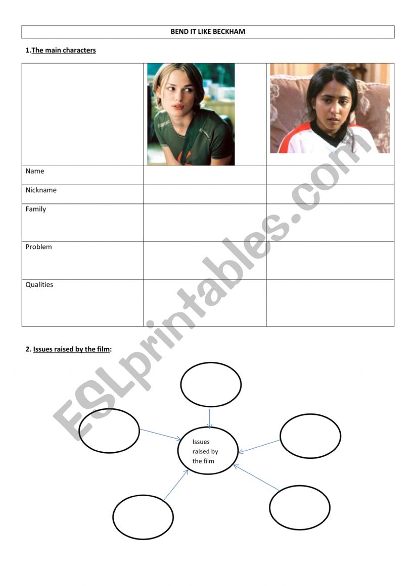 BEND IT LIKE BECKHAM worksheet