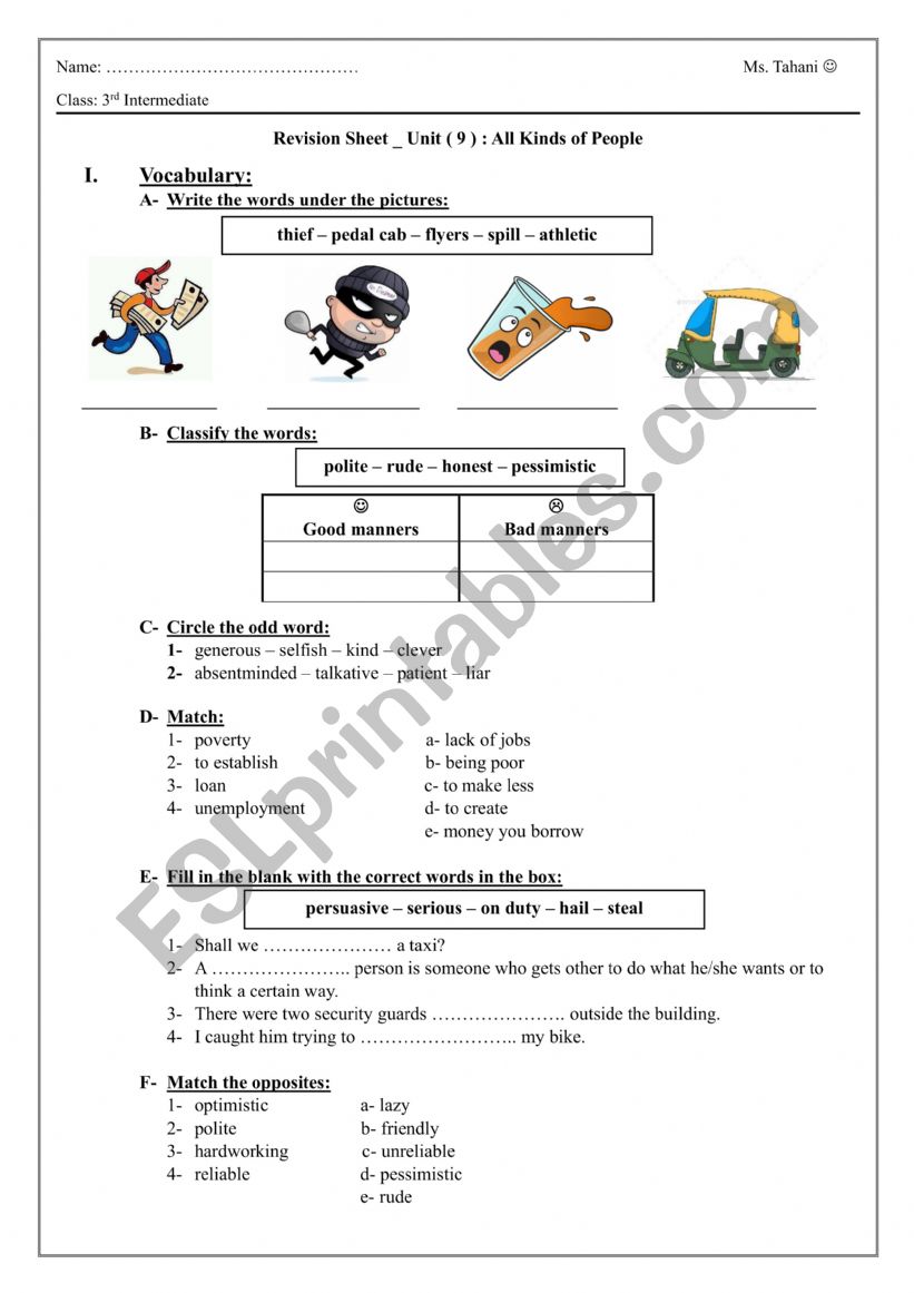 worksheet worksheet