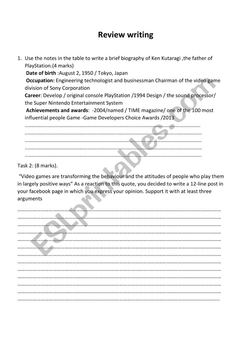 review writing unit 3 worksheet