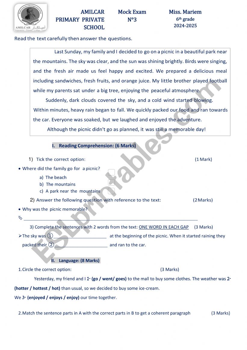 Mock exam  worksheet