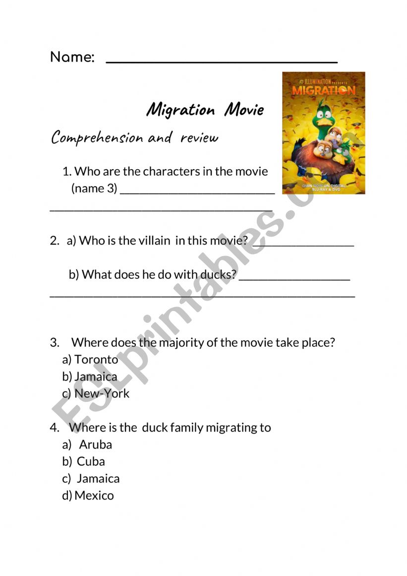 Comprehension Movie Migration 