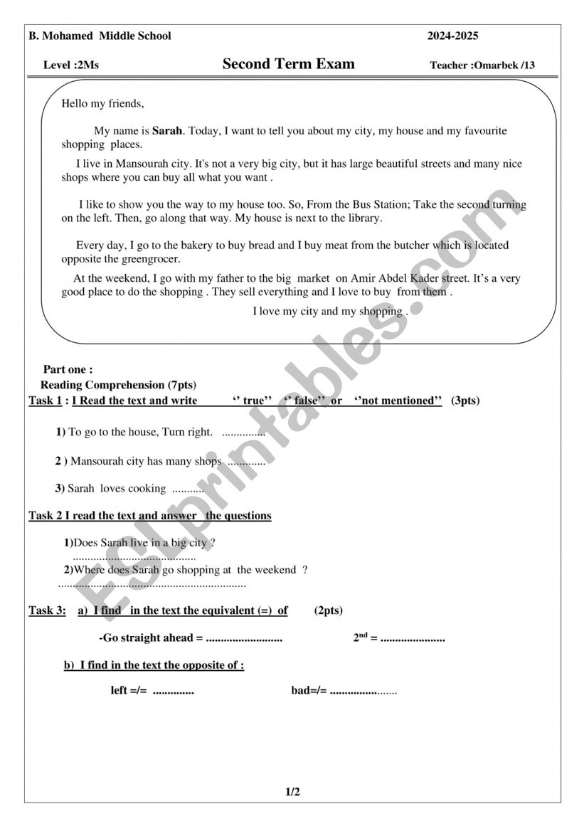 house and  shopping  worksheet