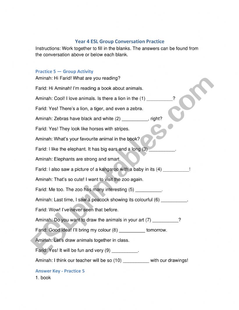Dialogue worksheet