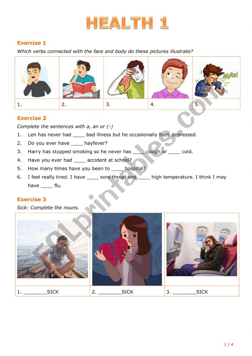 Health 1 worksheet