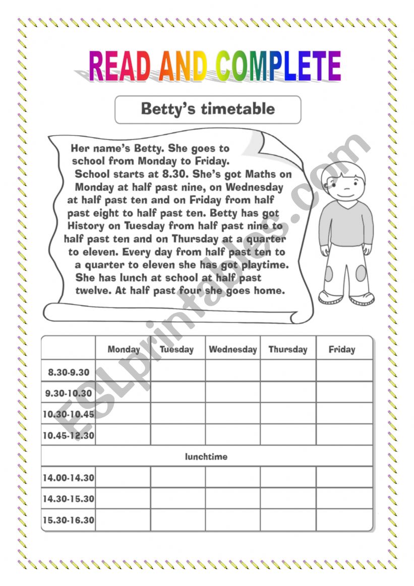 School routine worksheet