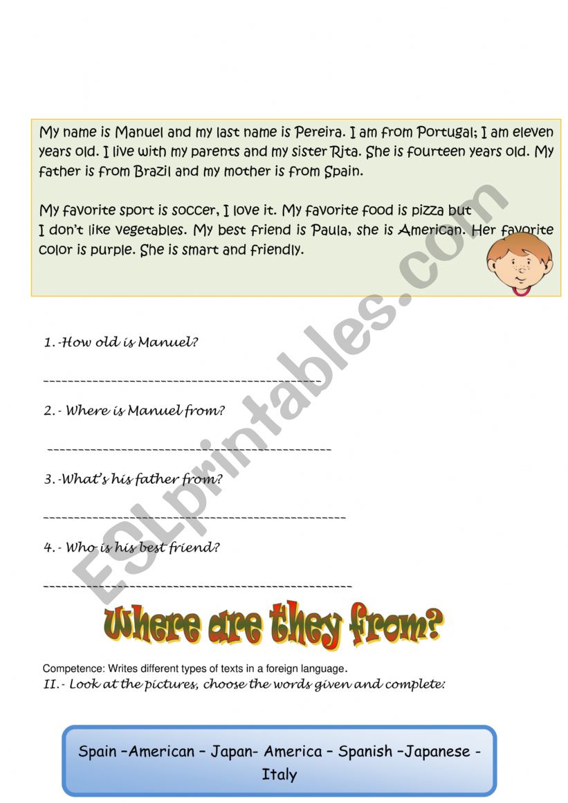 Countries worksheet