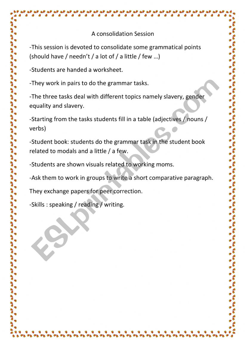 revise worksheet