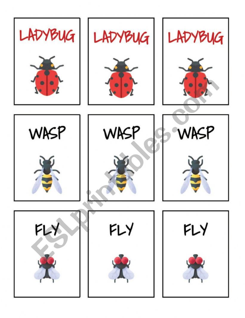 Bug Game worksheet