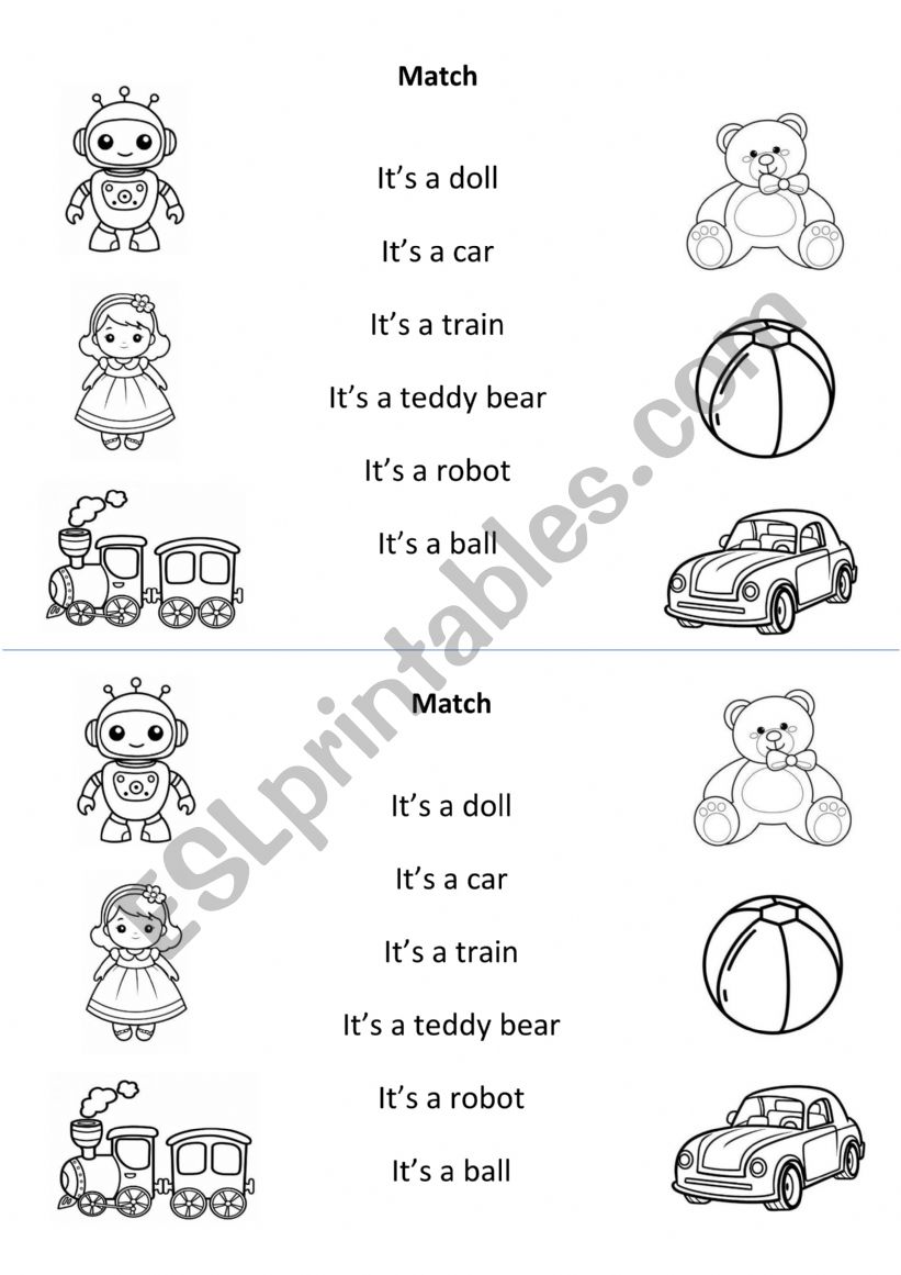 Match the toys worksheet