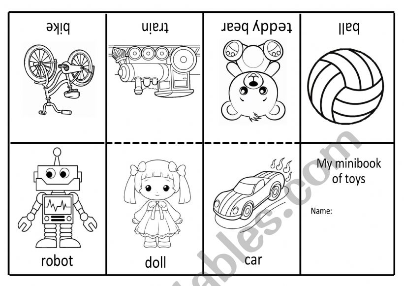 Toys mini book worksheet