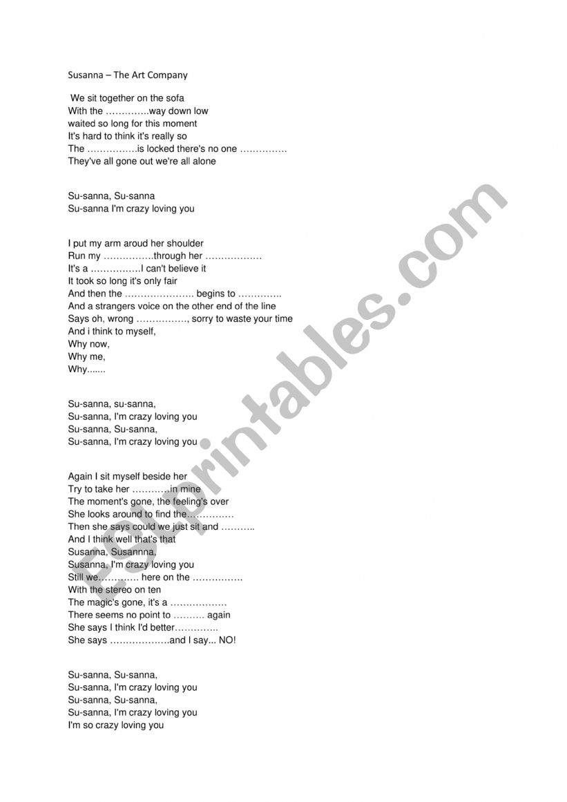 Susanna The Art Company with a link to the song video