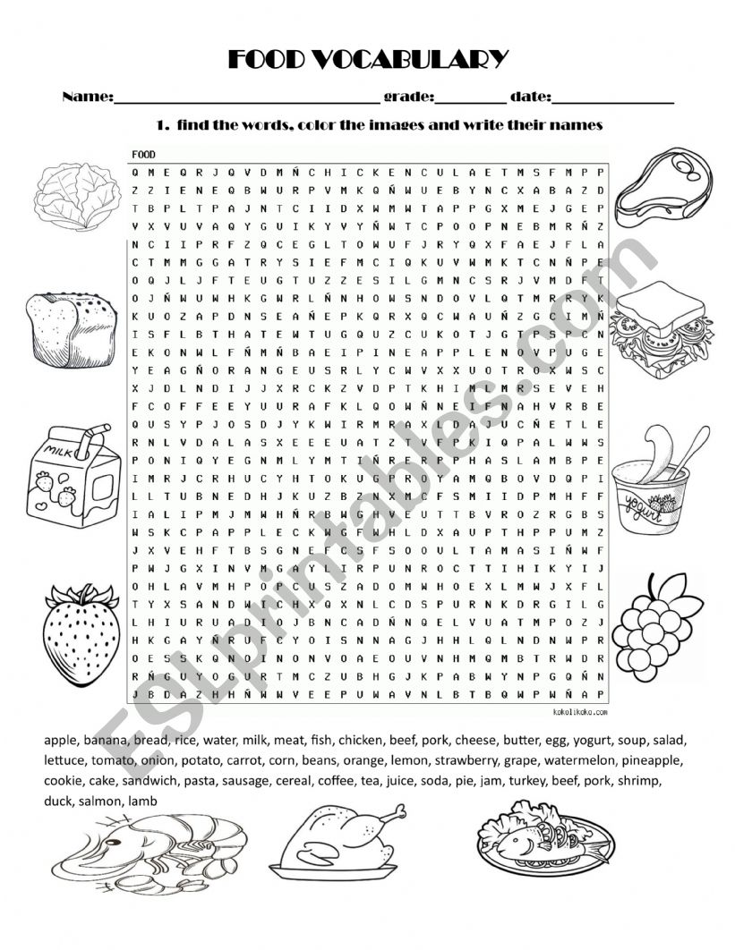 FOOD VOCABULARY worksheet