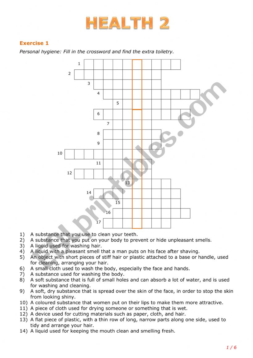 Health 2 worksheet