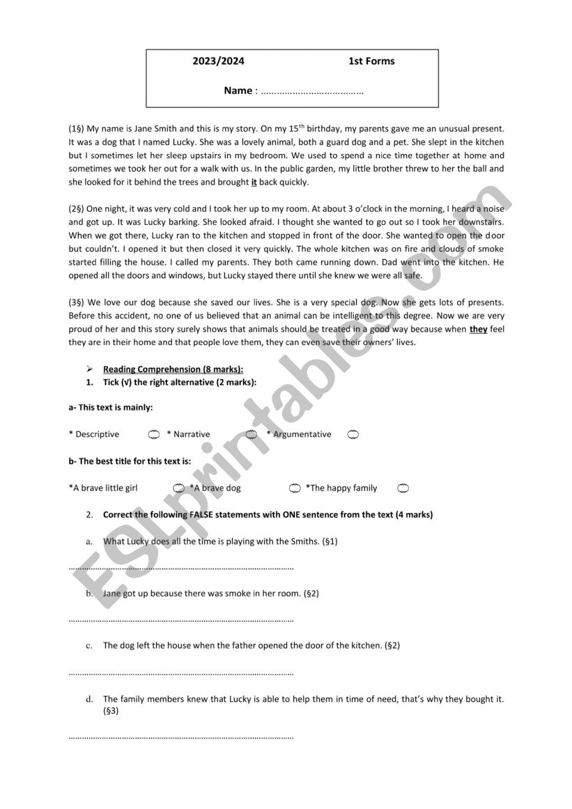midterm test 3- 1st forms worksheet
