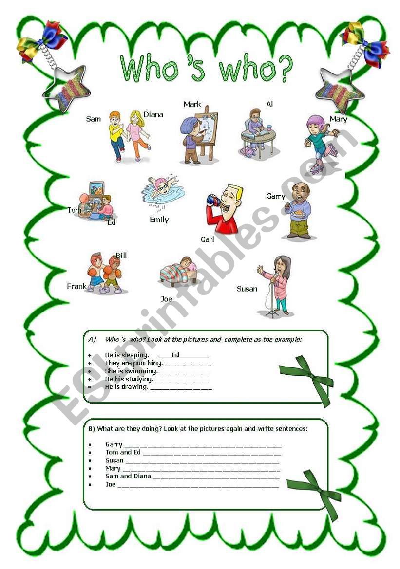 Whos who? worksheet