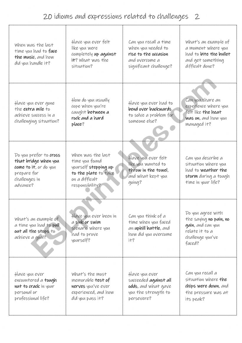 B1+-C1 20 idioms and expressions related to challenges   2