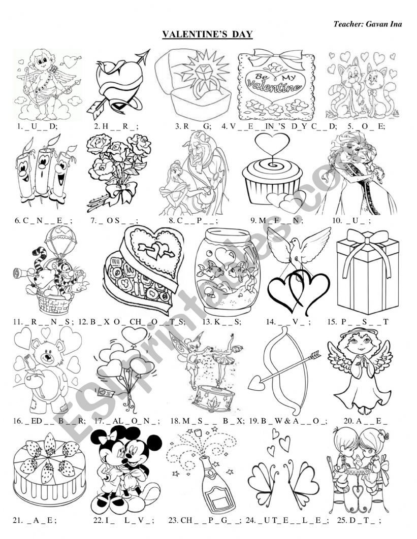 Valentine�s Day worksheet