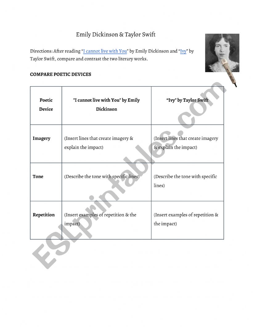 Poetic Devices - Taylor Swift vs. Emily Dickinson