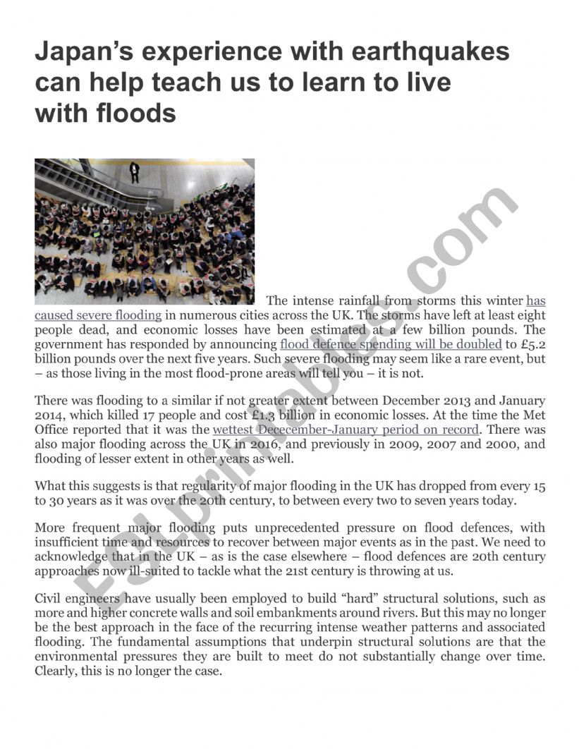 Test on Japan�s earthquake experience
