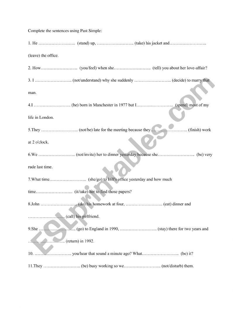 present simple worksheet
