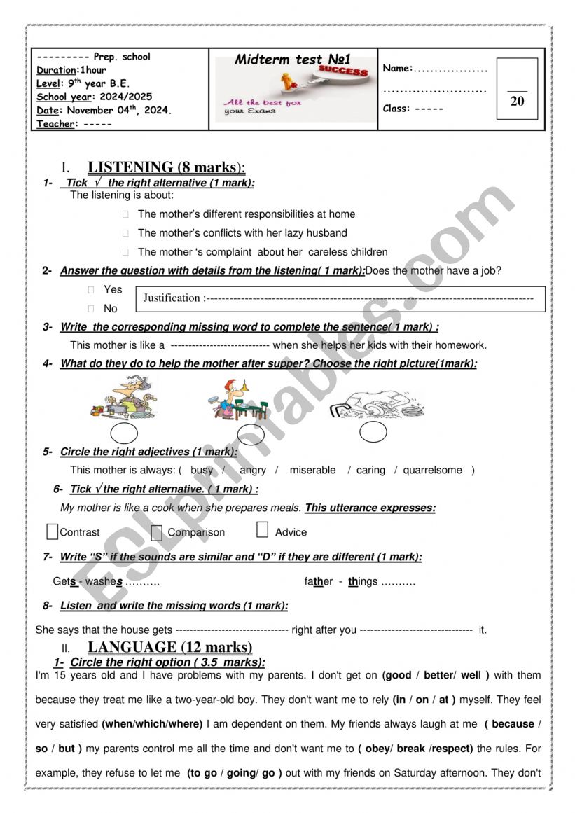 mid term test1 worksheet