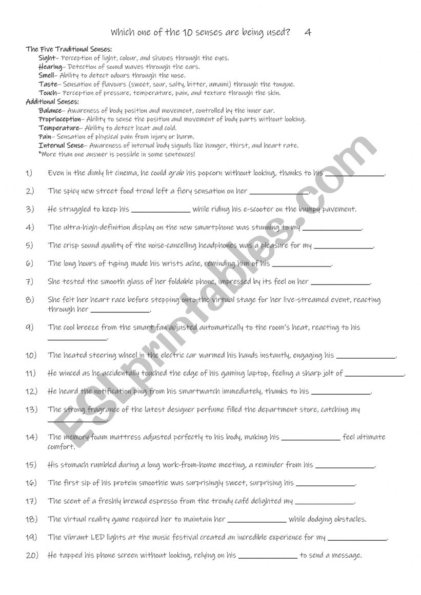 A2-B1 Which one of the 10 senses are being used    4