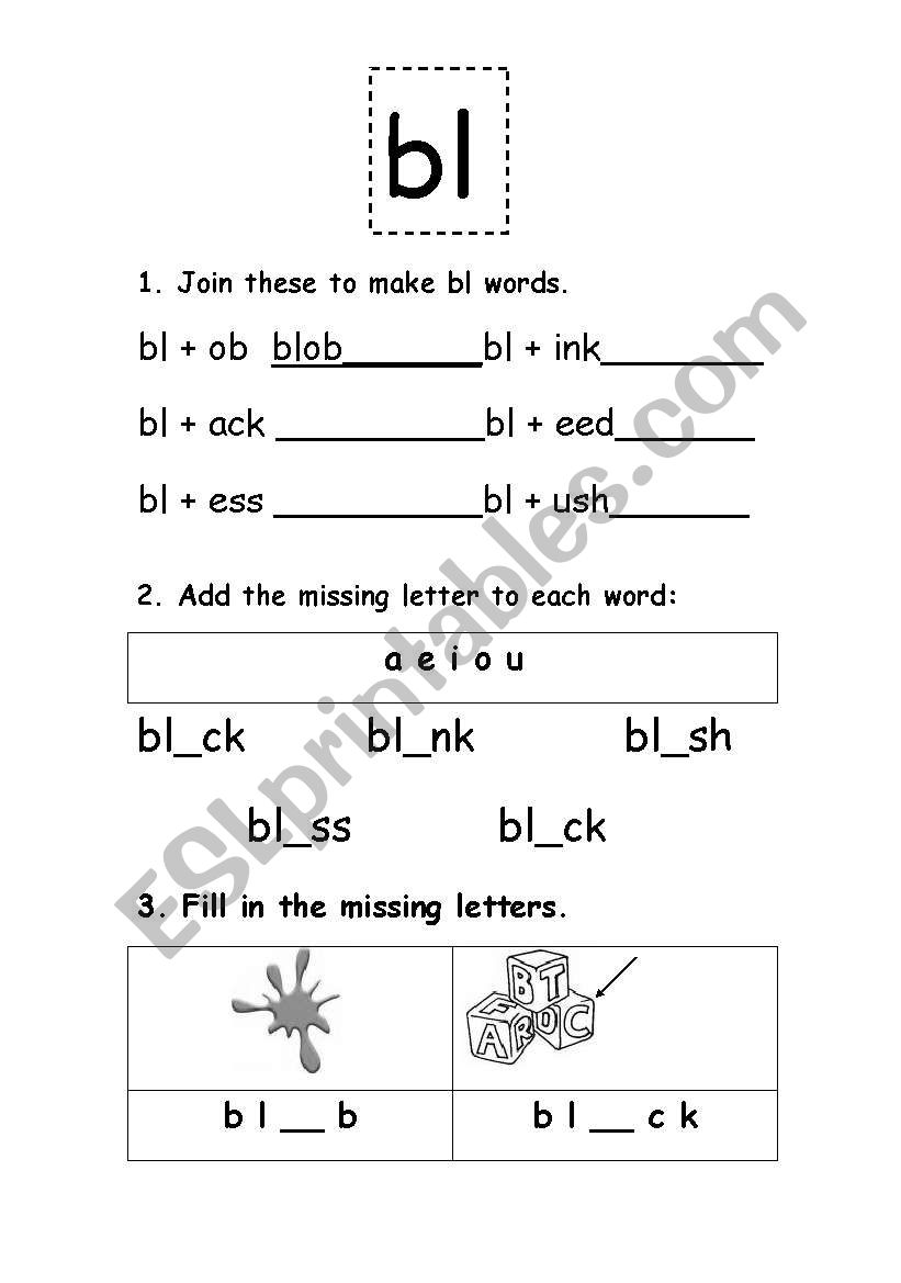 bl blends worksheet