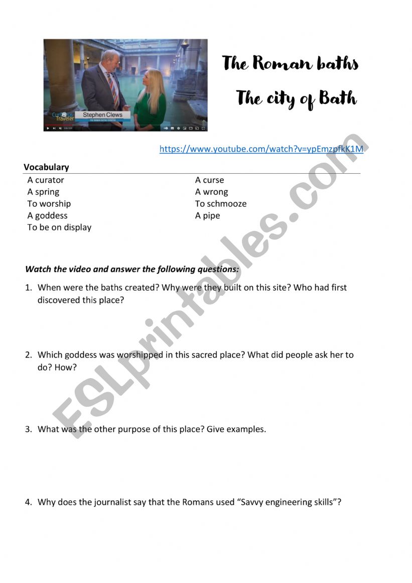 Listening comprehension The Roman Baths - City of Bath 