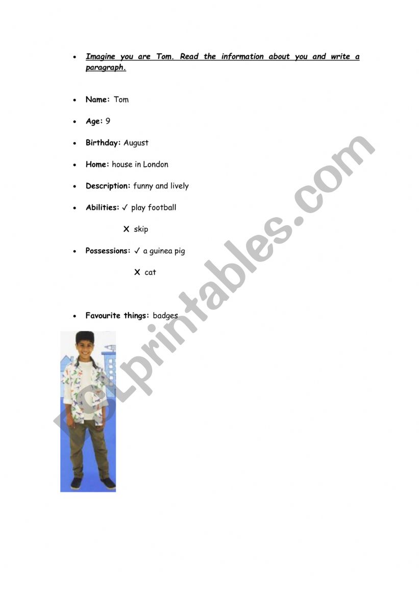 Writing worksheet