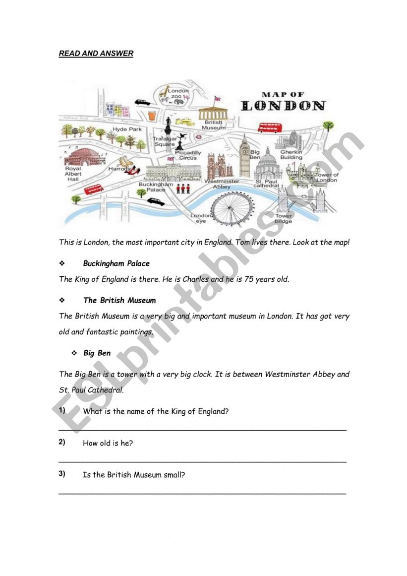 Reading about Londom worksheet