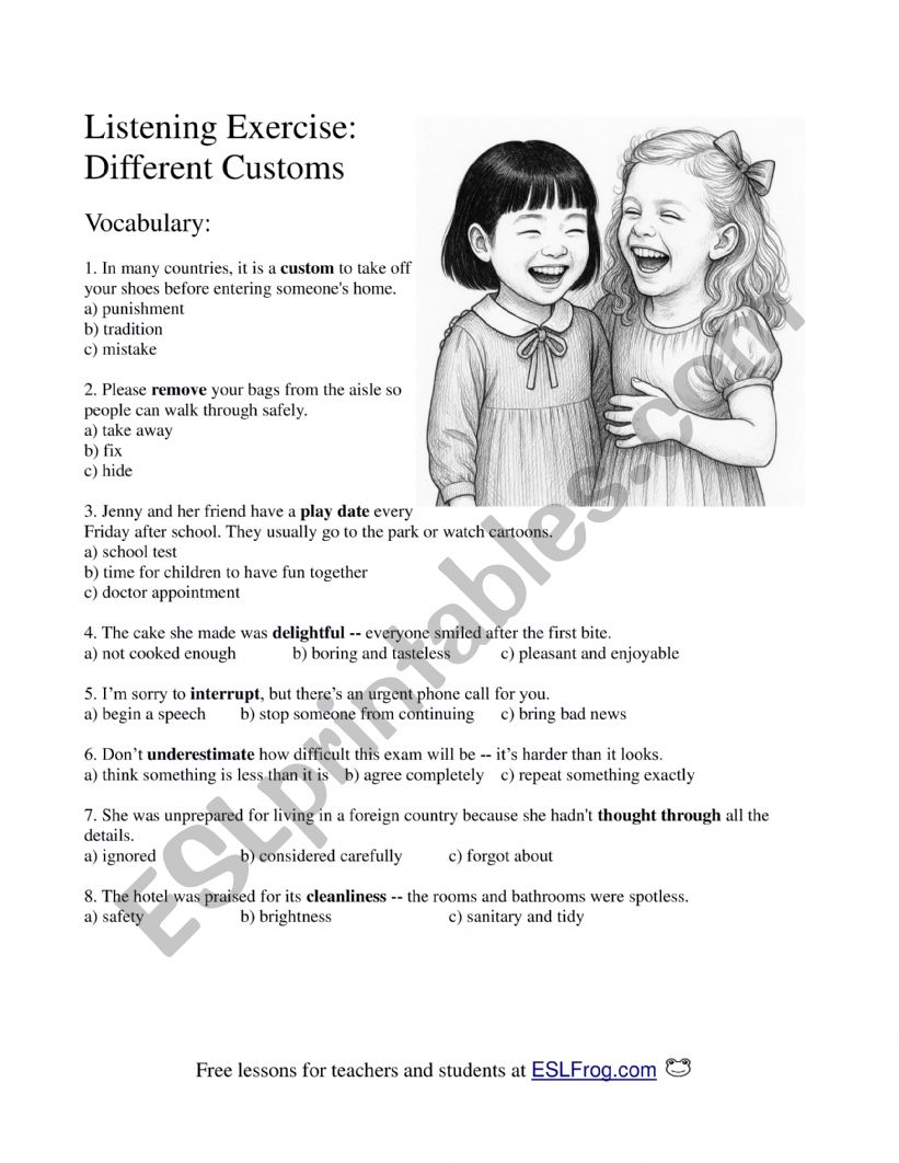Listening Exercise: Different Customs