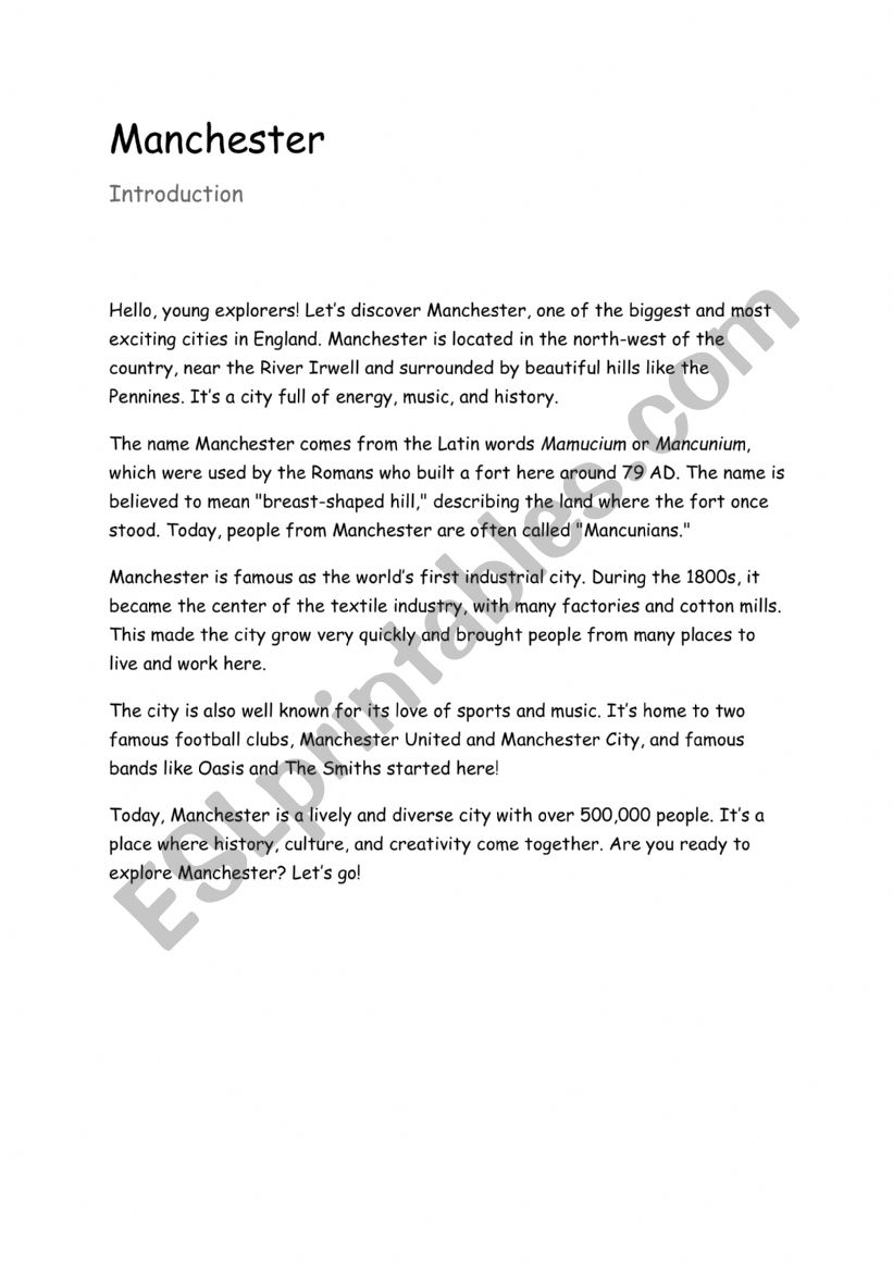 Manchester 1 worksheet