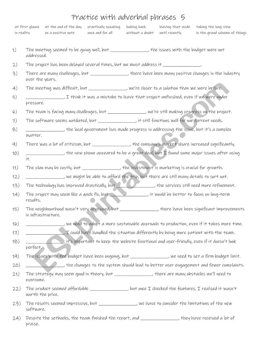 B1-C1 Practice with 12 adverbial phrases 5