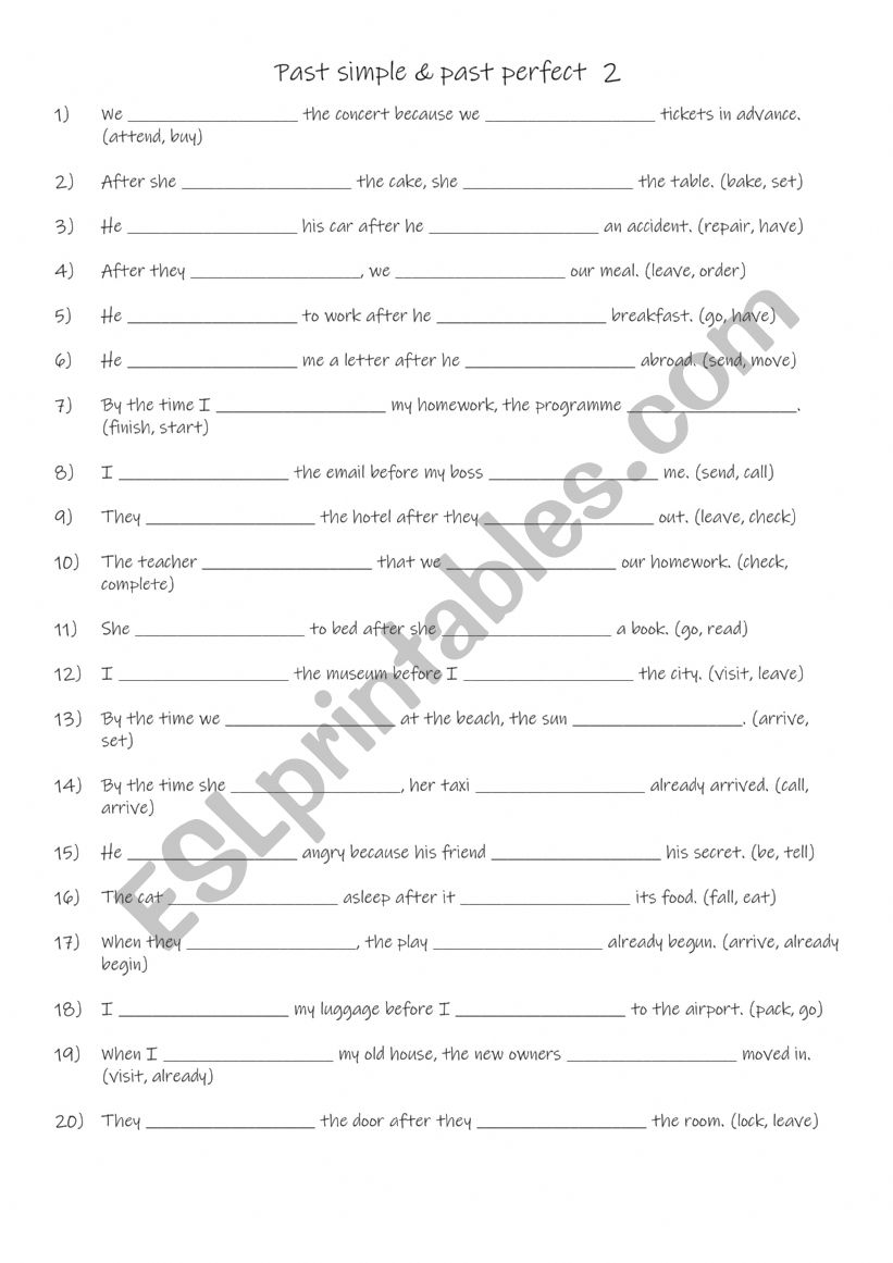 A2-B1 Past simple & past perfect 2
