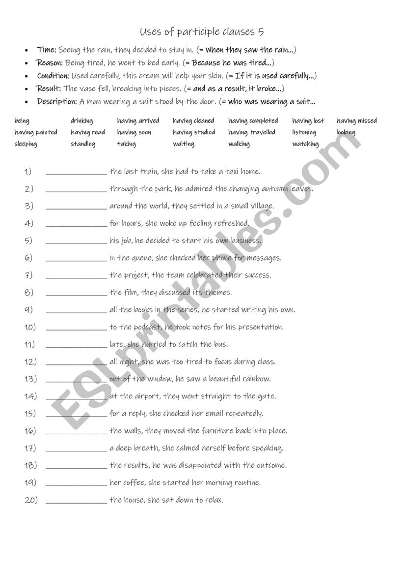 A2+-B1 5 uses of participle clauses 5