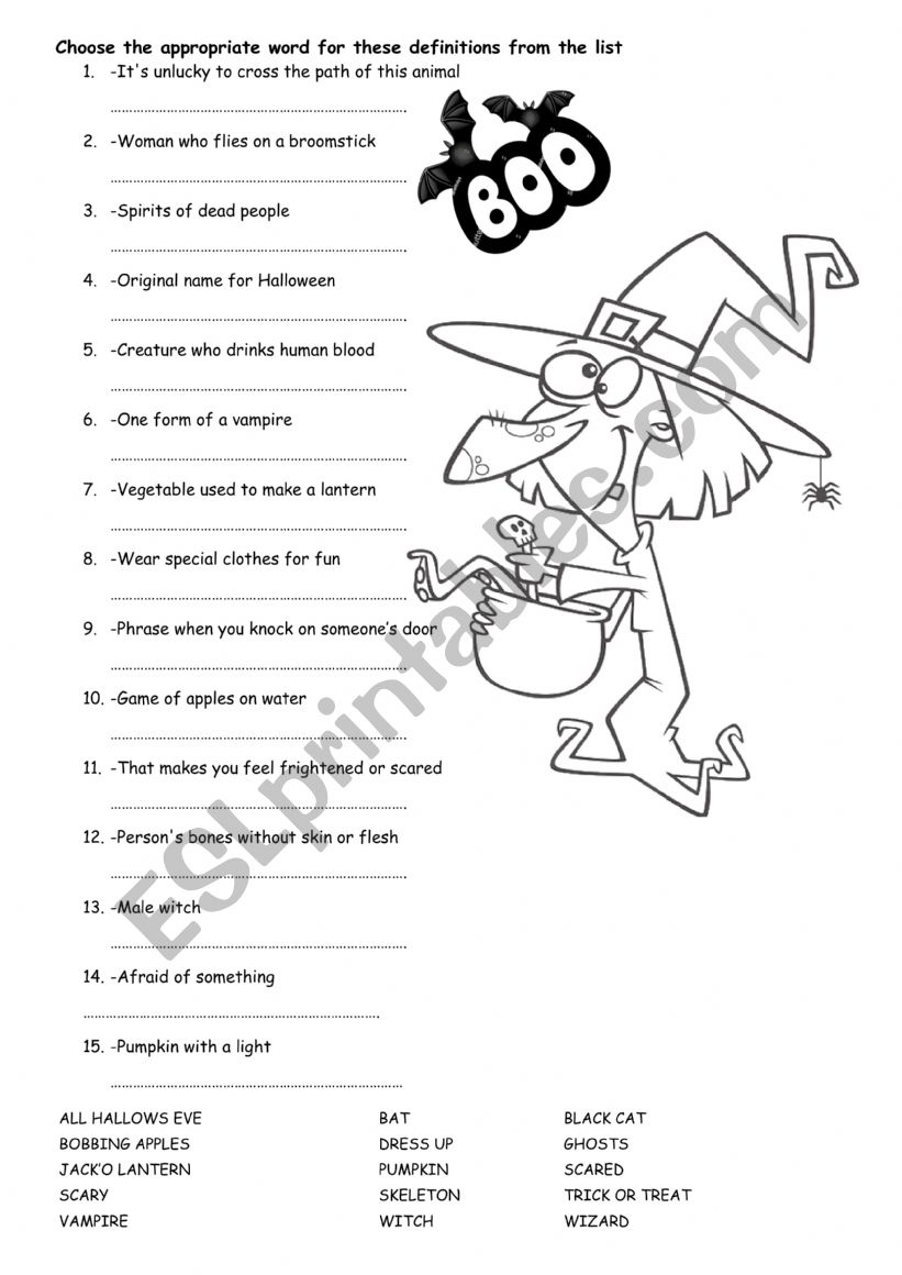 Find the right word - Halloooween vocabulary + keys