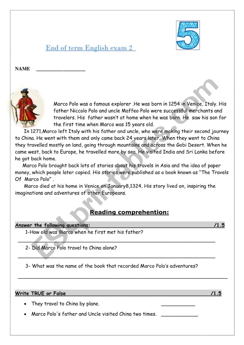 test biography/holiday/ farm( 6th /7th form)