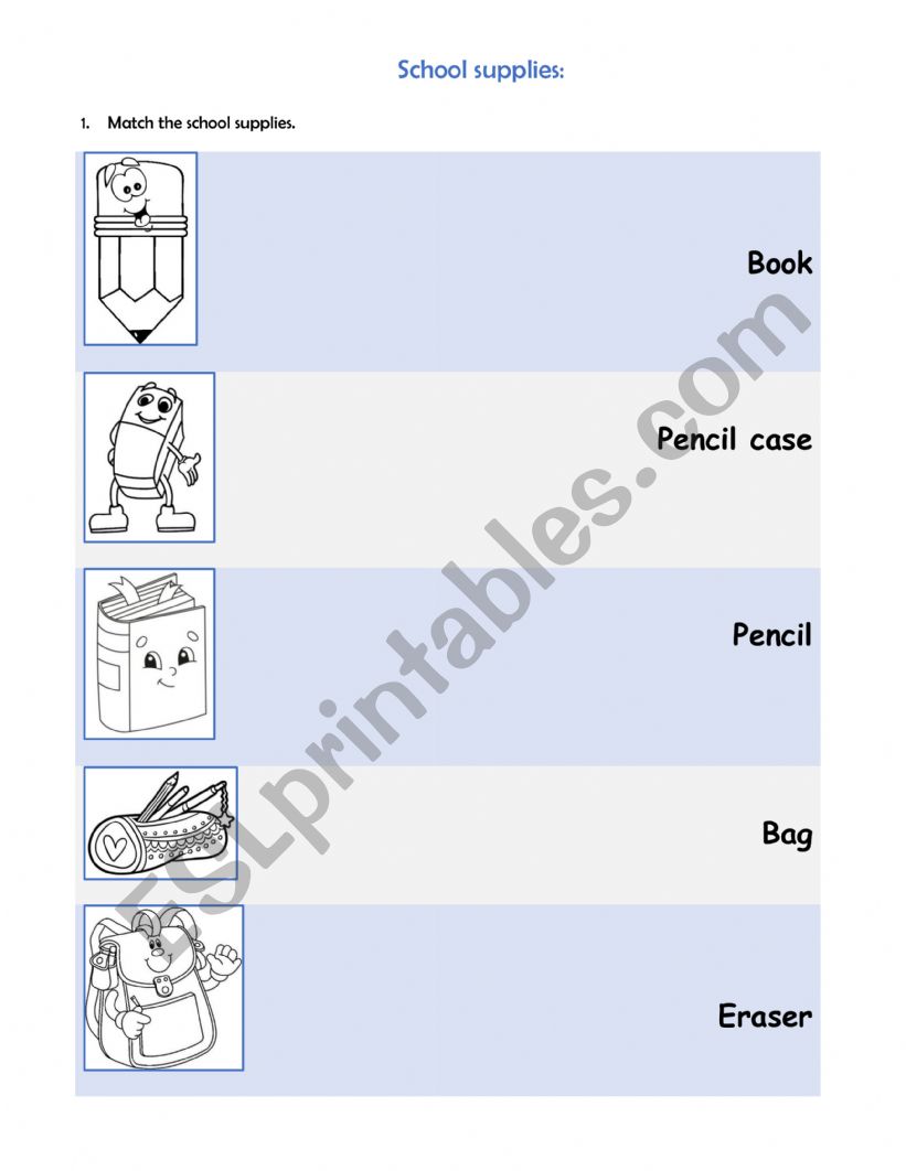 SCHOOL SUPPLIES worksheet