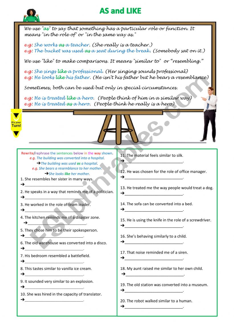 AS and LIKE worksheet