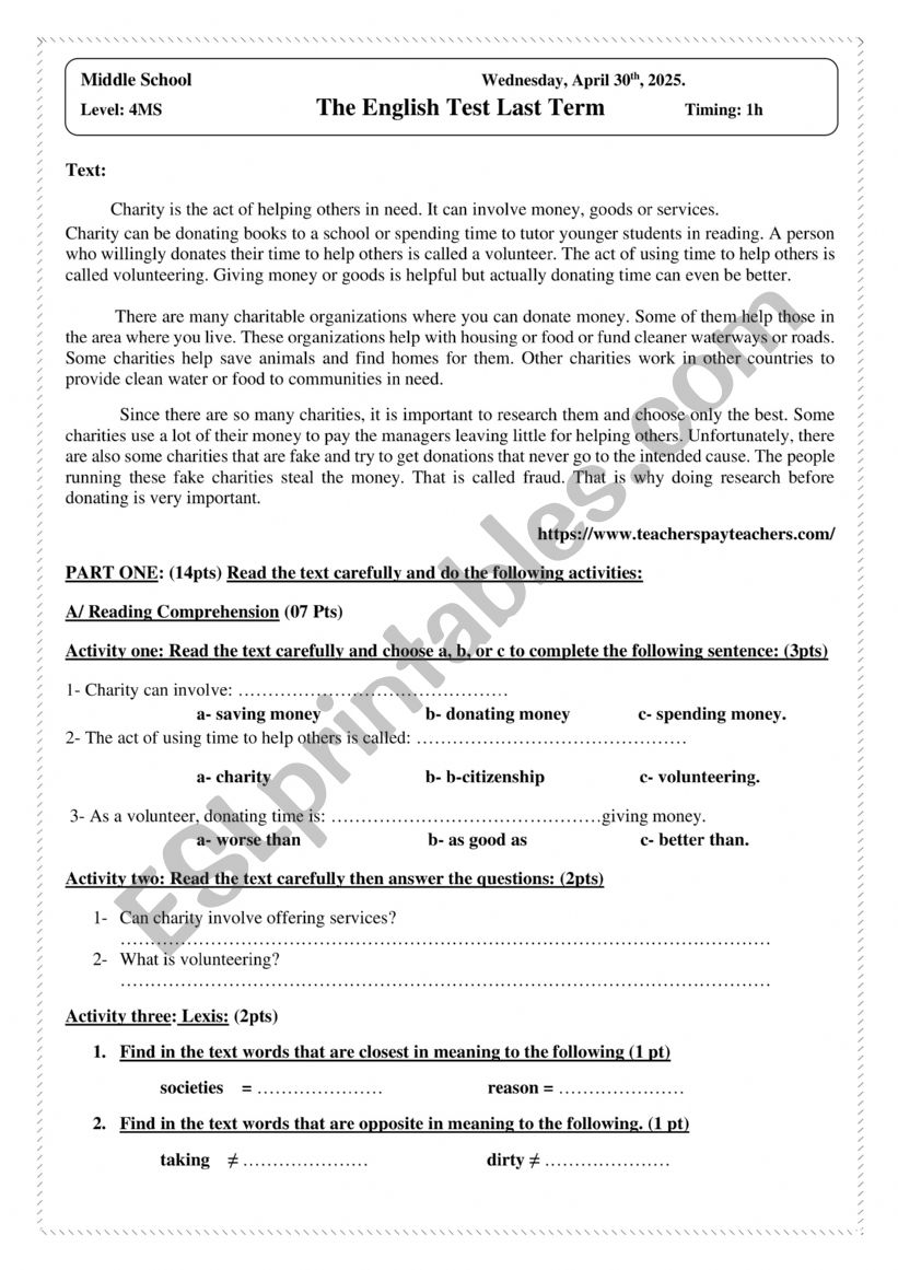 Charity  worksheet