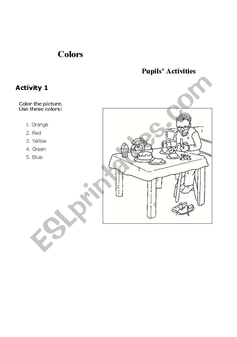 Colours worksheet